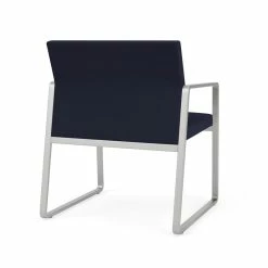 Brand new 🎁 Lesro Gansett Modern Fabric Oversize Guest Chair In Silver/Open House Navy ✔️ -Guest Chairs Sales 2479090 2 L