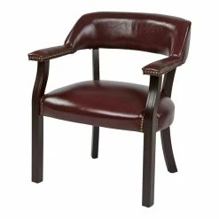 Best Pirce 👍 Office Star Traditional Guest Chair In Oxblood Red Vinyl ✨ -Guest Chairs Sales 24834 3 L