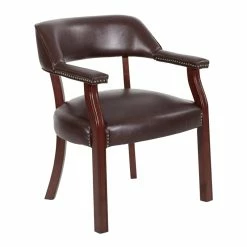 Best Pirce 👍 Office Star Traditional Guest Chair In Oxblood Red Vinyl ✨