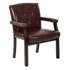 Coupon ๐ Office Star Traditional Visitors Guest Chair In Jamestown Oxblood Red Vinyl ๐