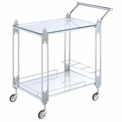Buy β Bowery Hill Contemporary Metal 2-Tier Bar Cart In Chrome π