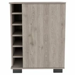 Discount β€οΈ FM Furniture Liverpool Modern Wood Bar Cart With 6 Cubbies In Light Gray π