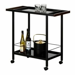 Best Sale 🌟 Pemberly Row Contemporary Metal Bar Cart In Black ✔️