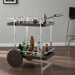 Best Pirce ๐ Southern Enterprises SEI Furniture Dorben Engineered Wood Rolling Bar Cart In Dark Brown/Chrome โจ 5 Best Pirce ๐ Southern Enterprises SEI Furniture Dorben Engineered Wood Rolling Bar Cart In Dark Brown/Chrome โจ -Guest Chairs Sales 2494245 2 L