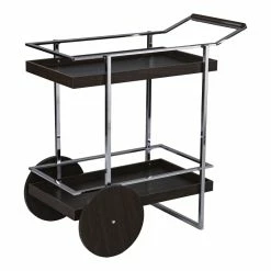 Best Pirce 🔔 Southern Enterprises SEI Furniture Dorben Engineered Wood Rolling Bar Cart In Dark Brown/Chrome ✨