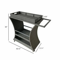 Promo ๐ TK Classics Metal/Wicker Outdoor Bar Cart With Removable Tray In Gray ๐ 5 Promo ๐ TK Classics Metal/Wicker Outdoor Bar Cart With Removable Tray In Gray ๐ -Guest Chairs Sales 2494773 3 L