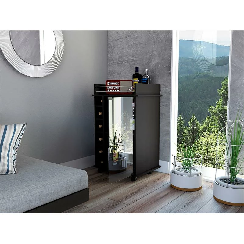 Hot Sale โญ Tuhome Furniture TUHOME Dukat Bar Cart - Black Engineered Wood ๐ 2 Hot Sale โญ Tuhome Furniture TUHOME Dukat Bar Cart - Black Engineered Wood ๐ - Image 2