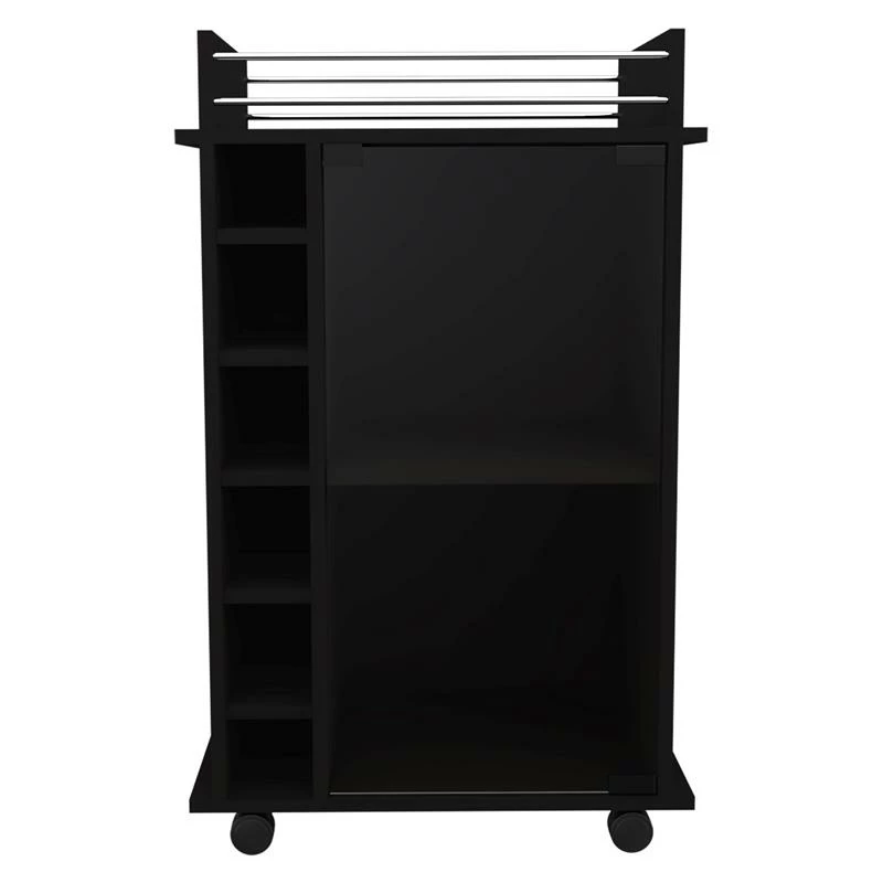 Hot Sale โญ Tuhome Furniture TUHOME Dukat Bar Cart - Black Engineered Wood ๐ 1 Hot Sale โญ Tuhome Furniture TUHOME Dukat Bar Cart - Black Engineered Wood ๐
