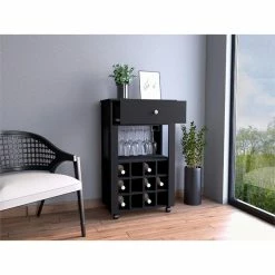 Coupon 🔥 Tuhome Furniture TUHOME Memphis Bar Cart - Black Engineered Wood 🤩 -Guest Chairs Sales 2501826 2 L