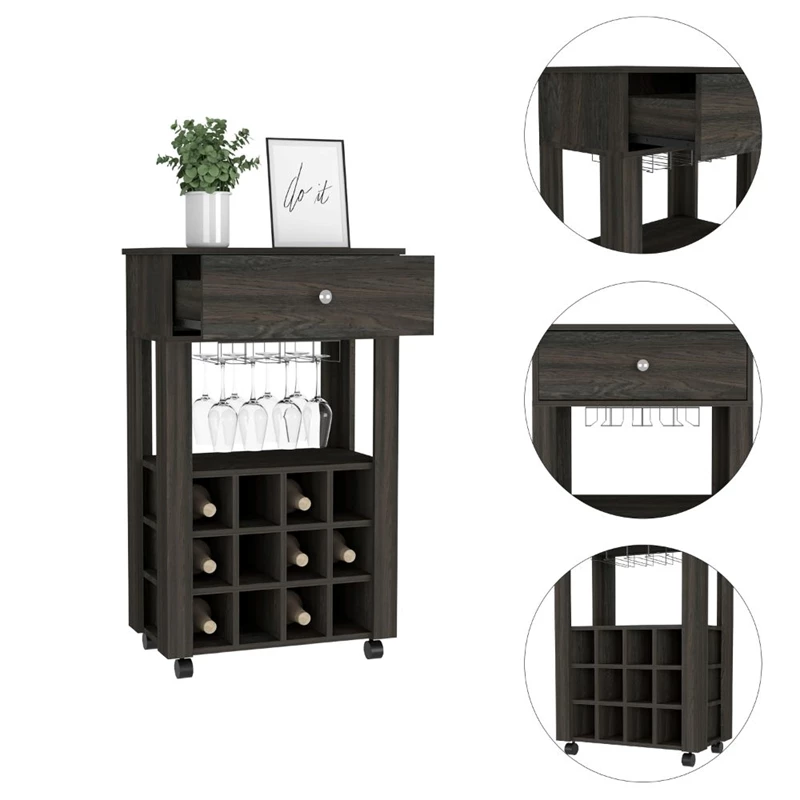 Deals π Tuhome Furniture TUHOME Memphis Bar Cart - Espresso Engineered Wood - For Living Room π― 4 Deals π Tuhome Furniture TUHOME Memphis Bar Cart - Espresso Engineered Wood - For Living Room π― - Image 4