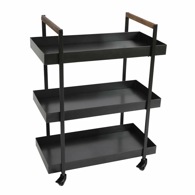 Hot Sale π Benzara 3 Tier Bar Cart With Tray Shelves Metal Frame & Raised Edges - Black β€οΈ 2 Hot Sale π Benzara 3 Tier Bar Cart With Tray Shelves Metal Frame & Raised Edges - Black β€οΈ - Image 2