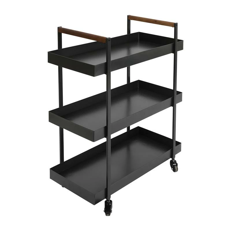 Hot Sale π Benzara 3 Tier Bar Cart With Tray Shelves Metal Frame & Raised Edges - Black β€οΈ 3 Hot Sale π Benzara 3 Tier Bar Cart With Tray Shelves Metal Frame & Raised Edges - Black β€οΈ - Image 3