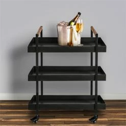 Hot Sale π Benzara 3 Tier Bar Cart With Tray Shelves Metal Frame & Raised Edges - Black β€οΈ 12 Hot Sale π Benzara 3 Tier Bar Cart With Tray Shelves Metal Frame & Raised Edges - Black β€οΈ -Guest Chairs Sales 2502214 4 L