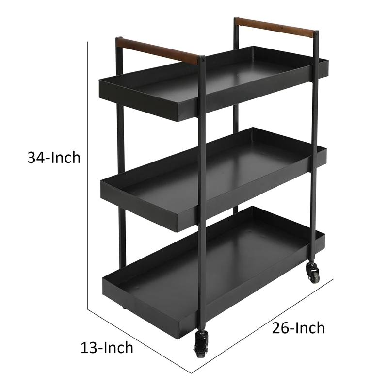 Hot Sale π Benzara 3 Tier Bar Cart With Tray Shelves Metal Frame & Raised Edges - Black β€οΈ 6 Hot Sale π Benzara 3 Tier Bar Cart With Tray Shelves Metal Frame & Raised Edges - Black β€οΈ - Image 6