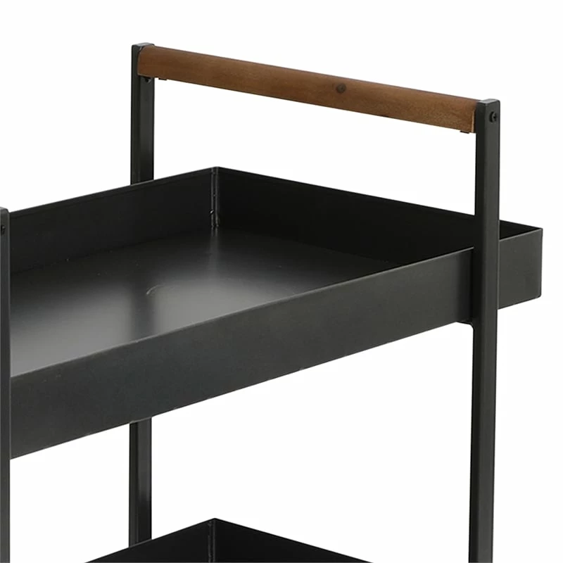 Hot Sale π Benzara 3 Tier Bar Cart With Tray Shelves Metal Frame & Raised Edges - Black β€οΈ 7 Hot Sale π Benzara 3 Tier Bar Cart With Tray Shelves Metal Frame & Raised Edges - Black β€οΈ - Image 7