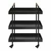Hot Sale 🎉 Benzara 3 Tier Bar Cart With Tray Shelves Metal Frame & Raised Edges - Black ❤️
