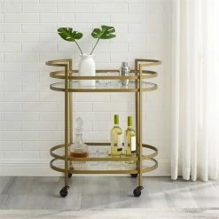 Outlet π Crosley Furniture Bailey Modern Steel Metal Bar Cart In Gold π 15 Outlet π Crosley Furniture Bailey Modern Steel Metal Bar Cart In Gold π -Guest Chairs Sales 2502424 6 L