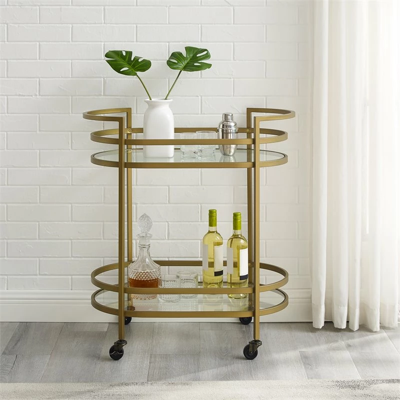 Outlet π Crosley Furniture Bailey Modern Steel Metal Bar Cart In Gold π 7 Outlet π Crosley Furniture Bailey Modern Steel Metal Bar Cart In Gold π - Image 7