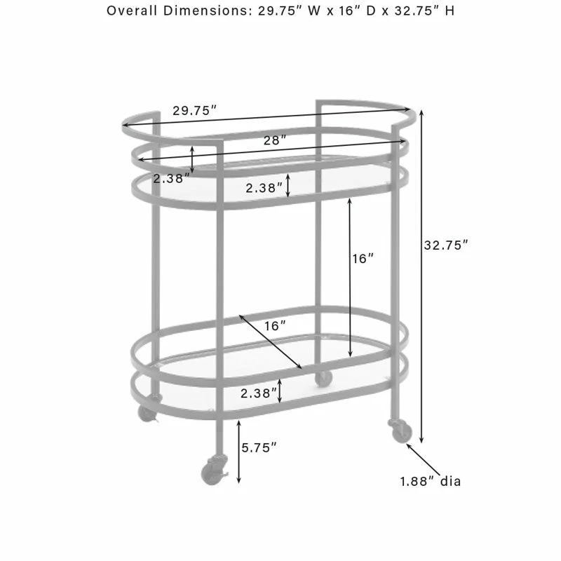 Outlet π Crosley Furniture Bailey Modern Steel Metal Bar Cart In Gold π 9 Outlet π Crosley Furniture Bailey Modern Steel Metal Bar Cart In Gold π - Image 9
