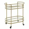 Outlet 🎁 Crosley Furniture Bailey Modern Steel Metal Bar Cart In Gold 👍