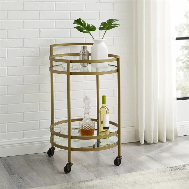 Best deal ๐ Crosley Furniture Bailey Modern Round Metal Bar Cart In Gold ๐คฉ 2 Best deal ๐ Crosley Furniture Bailey Modern Round Metal Bar Cart In Gold ๐คฉ - Image 2