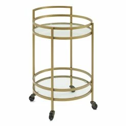 Best deal 🎉 Crosley Furniture Bailey Modern Round Metal Bar Cart In Gold 🤩