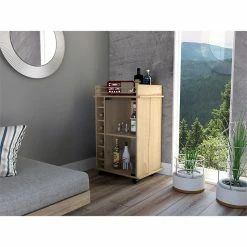 Cheapest 🎉 Tuhome Furniture TUHOME Dukat Bar Cart - Light Oak Engineered Wood - For Living Room 🎉 -Guest Chairs Sales 2503534 2 L