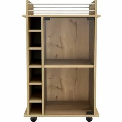 Cheapest 🎉 Tuhome Furniture TUHOME Dukat Bar Cart - Light Oak Engineered Wood - For Living Room 🎉