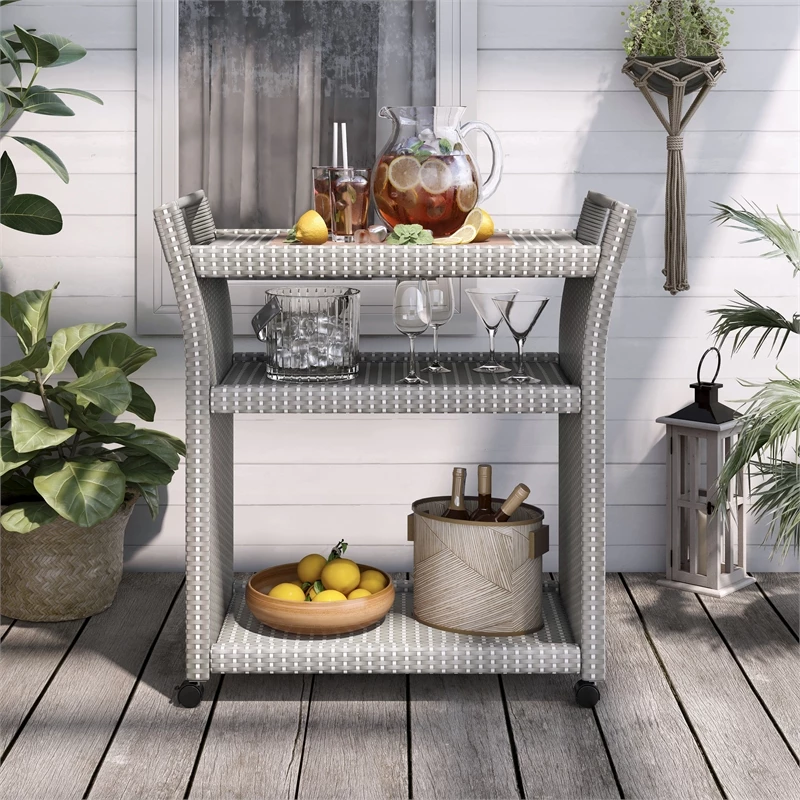 New π Furniture Of America Azur Outdoor Aluminum Wicker Bar Cart In Gray π₯° 8 New π Furniture Of America Azur Outdoor Aluminum Wicker Bar Cart In Gray π₯° - Image 8