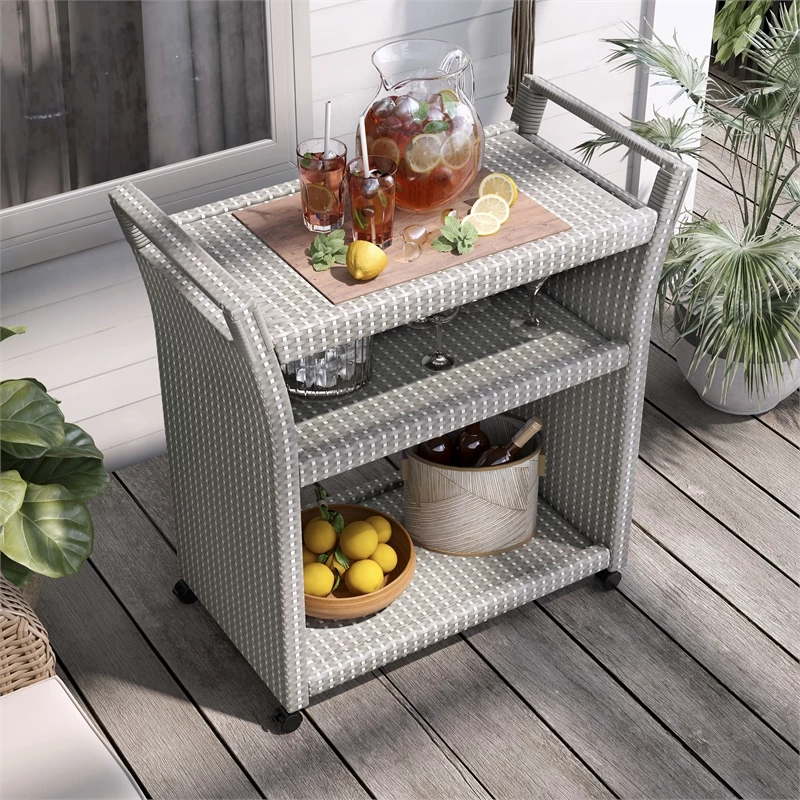 New π Furniture Of America Azur Outdoor Aluminum Wicker Bar Cart In Gray π₯° 9 New π Furniture Of America Azur Outdoor Aluminum Wicker Bar Cart In Gray π₯° - Image 9