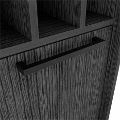 Discount 😍 Atlin Designs Modern Wood Bar Cart With One Cabinet In Smokey Oak Black ⌛ -Guest Chairs Sales 2503764 6 L