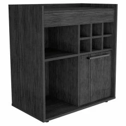 Discount π Atlin Designs Modern Wood Bar Cart With One Cabinet In Smokey Oak Black β