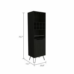 Cheap 🔥 Atlin Designs Metal Bar Cabinet With 8 Bottle Cubies In Black Wenge ✨ -Guest Chairs Sales 2503785 10 L