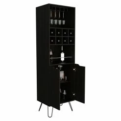 Cheap 🔥 Atlin Designs Metal Bar Cabinet With 8 Bottle Cubies In Black Wenge ✨ -Guest Chairs Sales 2503785 3 L