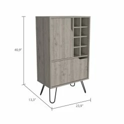 Buy 🎁 Atlin Designs Metal Bar Cabinet With 8 Bottle Cubies In Light Gray 🛒 -Guest Chairs Sales 2503786 10 L