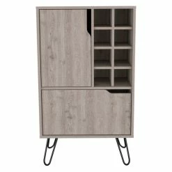 Buy 🎁 Atlin Designs Metal Bar Cabinet With 8 Bottle Cubies In Light Gray 🛒 -Guest Chairs Sales 2503786 2 L
