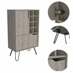 Buy 🎁 Atlin Designs Metal Bar Cabinet With 8 Bottle Cubies In Light Gray 🛒 -Guest Chairs Sales 2503786 8 L