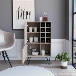 Buy 🎁 Atlin Designs Metal Bar Cabinet With 8 Bottle Cubies In Light Gray 🛒 -Guest Chairs Sales 2503786 9 L