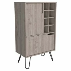 Buy 🎁 Atlin Designs Metal Bar Cabinet With 8 Bottle Cubies In Light Gray 🛒