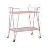 Best Sale 😉 Linon Mia Metal And Mirorred Mid Century Bar Cart In Pink 🎁