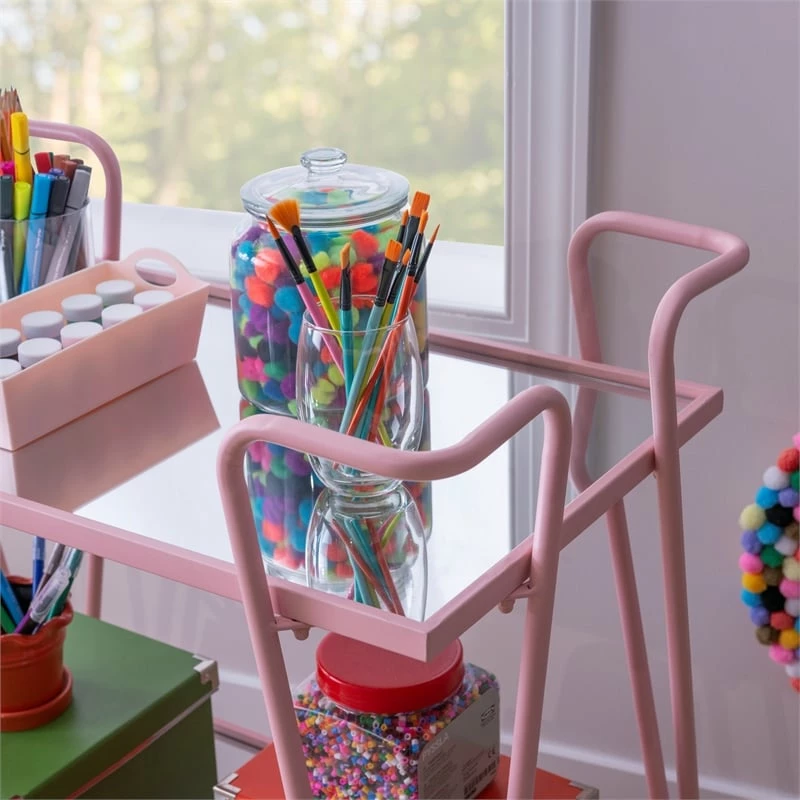 Best Sale ๐ Linon Mia Metal And Mirorred Mid Century Bar Cart In Pink ๐ 7 Best Sale ๐ Linon Mia Metal And Mirorred Mid Century Bar Cart In Pink ๐ - Image 7