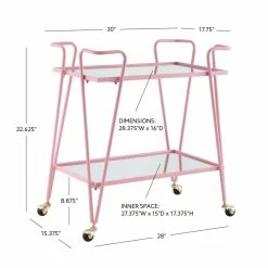 Best Sale ๐ Linon Mia Metal And Mirorred Mid Century Bar Cart In Pink ๐ 17 Best Sale ๐ Linon Mia Metal And Mirorred Mid Century Bar Cart In Pink ๐ -Guest Chairs Sales 2507687 8 L