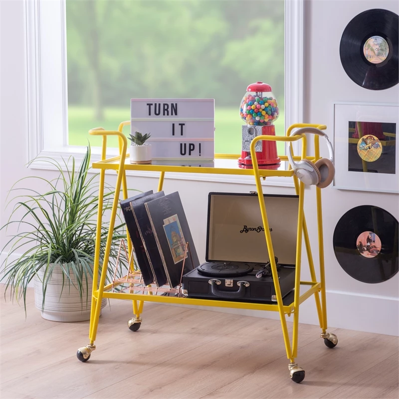 Best deal ๐ฏ Linon Mia Metal And Mirorred Mid Century Bar Cart In Yellow โ๏ธ 2 Best deal ๐ฏ Linon Mia Metal And Mirorred Mid Century Bar Cart In Yellow โ๏ธ - Image 2