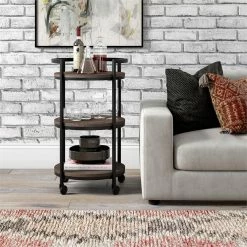 Top 10 🛒 Henn&Hart 21" Alder Brown Metal Bar Cart 🥰 -Guest Chairs Sales 2508749 2 L