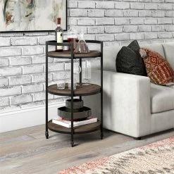 Top 10 🛒 Henn&Hart 21" Alder Brown Metal Bar Cart 🥰 -Guest Chairs Sales 2508749 5 L