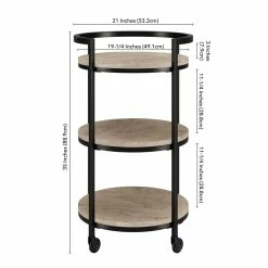 Best Pirce 🎁 Henn&Hart 21" Antiqued Gray Oak Metal Bar Cart ⌛ -Guest Chairs Sales 2508750 3 L