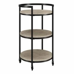 Best Pirce 🎁 Henn&Hart 21" Antiqued Gray Oak Metal Bar Cart ⌛