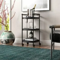 Best deal 😍 Henn&Hart 21" Black Grain Metal Bar Cart 💯 -Guest Chairs Sales 2508751 2 L
