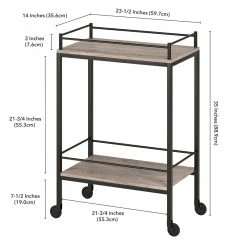 Brand new 💯 Henn&Hart 23" Antiqued Gray Oak Metal Bar Cart 👏 -Guest Chairs Sales 2508758 3 L