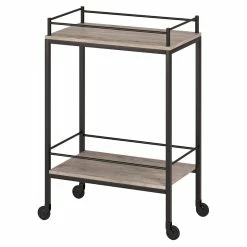 Brand new 💯 Henn&Hart 23" Antiqued Gray Oak Metal Bar Cart 👏 -Guest Chairs Sales 2508758 6 L